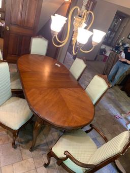 Drexel French Country Style Dining Set--Table with 2 Leaves, 4 Side Chairs, & 2 Arm Chairs