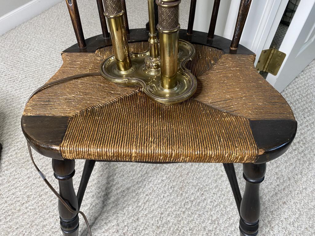 Antique Chair plus Brass Lamp