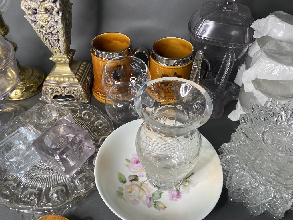 Table Lot of Vintage  Glassware and More