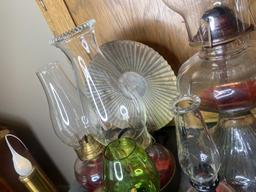 Group Lot of Oil Lamps, Antique Desk Lamp Etc