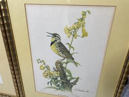 2 Vintage Signed Bird Prints