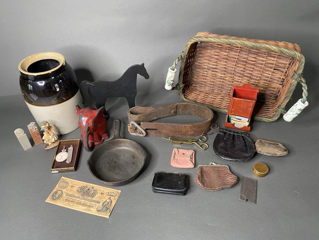 Table Lot of Antique, Vintage, Retro, Primitive Items