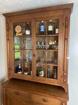 Large Antique Flat Wall Cupboard with Half Baluster Carvings