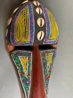 Vintage Beaded African Tribal Mask - Ghana