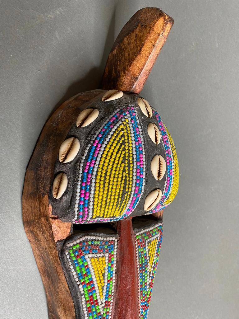 Vintage Beaded African Tribal Mask - Ghana