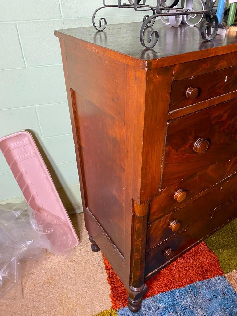 Large Antique Empire Dresser w/Flamed Mahogany