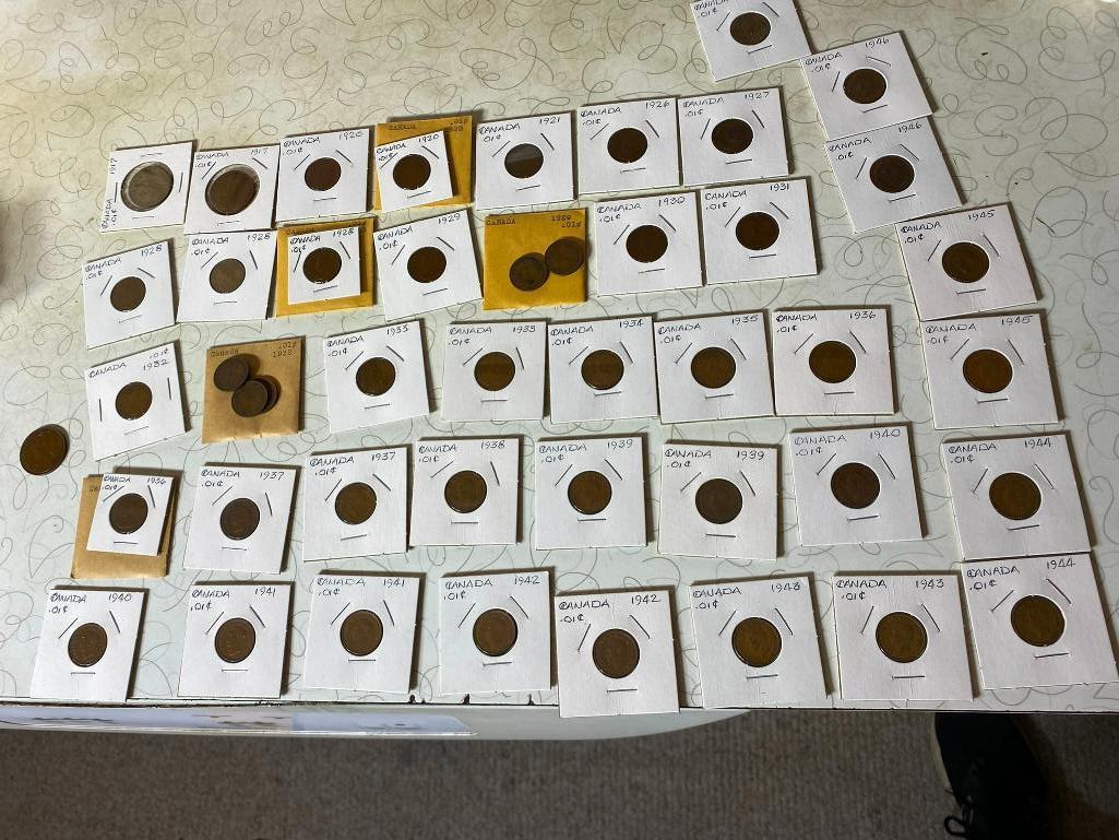 Large Lot of Early Canadian Pennies Cents Coins Excellent