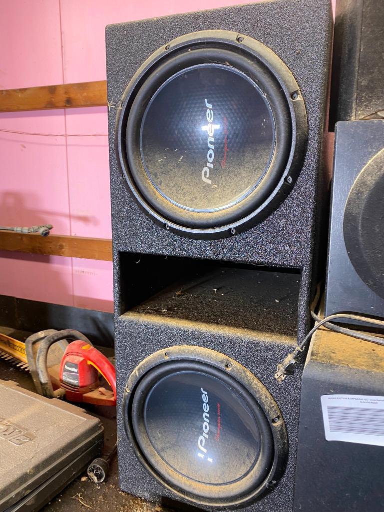 Group lot of vintage Car Stereo Speakers, Amps, Boxes