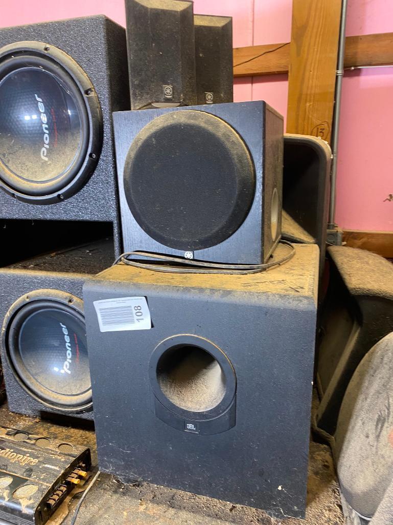 Group lot of vintage Car Stereo Speakers, Amps, Boxes