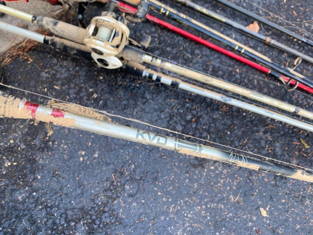 Large Group Lot of Fishing Poles and Reels