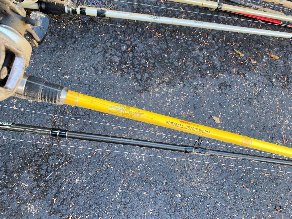 Large Group Lot of Fishing Poles and Reels