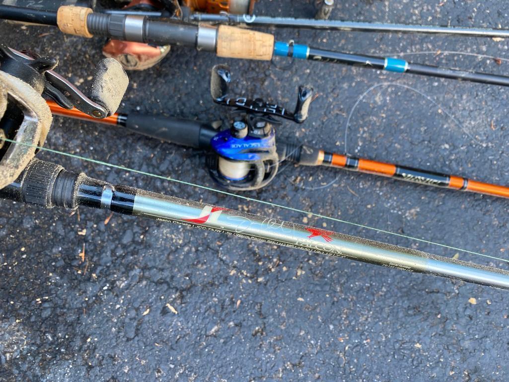 Large Group Lot of Fishing Poles and Reels