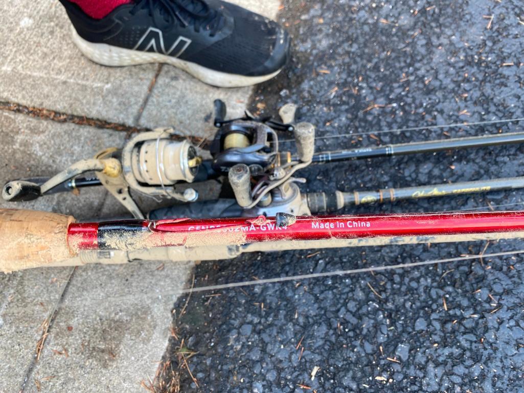 Large Group Lot of Fishing Poles and Reels