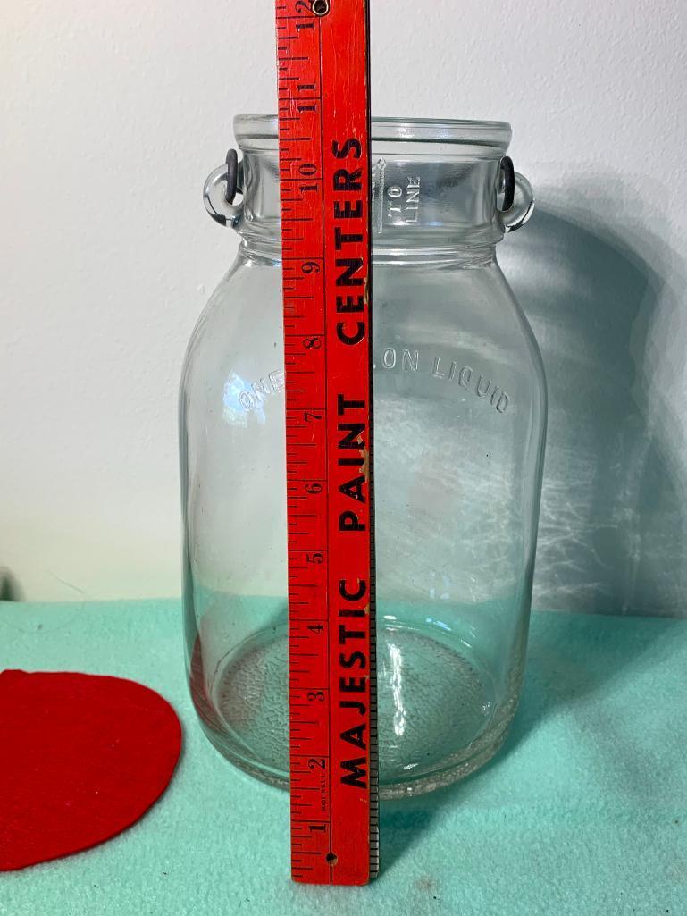 Vintage Horlicks Malted Milk Jar, Racine Wisconsin Bottle, Milk Bottle Caps & One Gallon Glass Jar