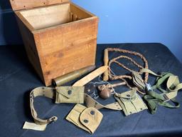 Military & More Lot Large Shell, Belt, Pouches, Whip, Box