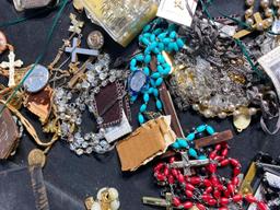 Group Lot of Vintage Rosaries, Religious Charms Etc.