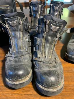 3 Pairs of Harley Davidson Boots Size 8 1/2 & Max Benjamin Picnic Bag