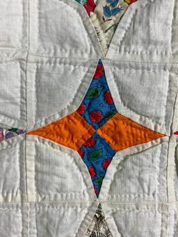 Stars & Circles Child's Quilt 1930s in Good Condition