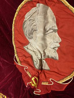 Rare Large Vintage Communist Russia Party Flag with Lenin