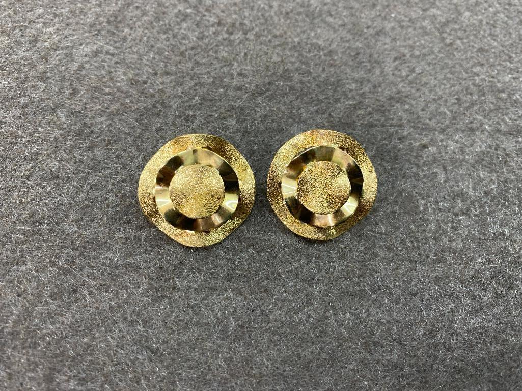 Pair 18k Gold MCM Retro Earrings 6.8 grams