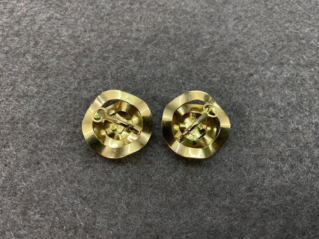 Pair 18k Gold MCM Retro Earrings 6.8 grams