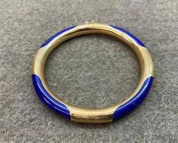 Unusual 14k Gold & Lapis Lazuli Bracelet 18.2 grams
