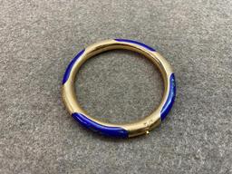 Unusual 14k Gold & Lapis Lazuli Bracelet 18.2 grams