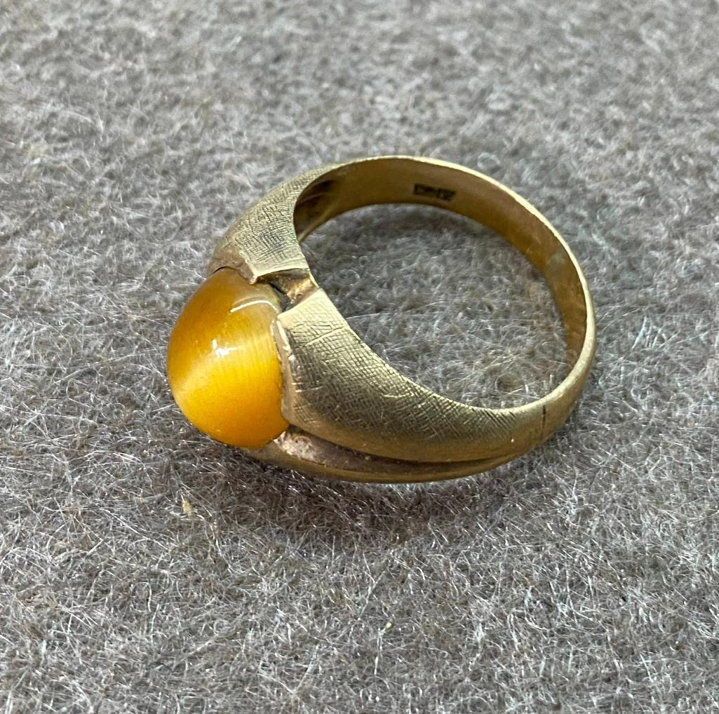 10k Gold Men's Ring Cat's Eye Size 9.5 Weight: 5.6 grams