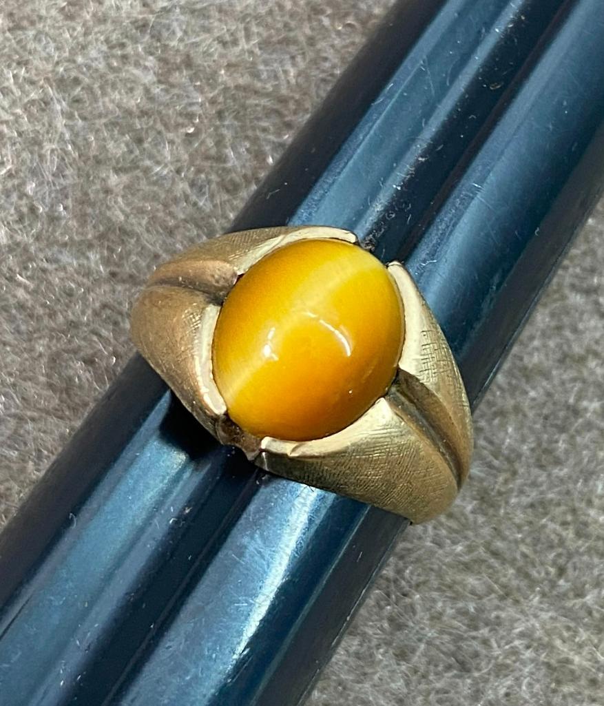 10k Gold Men's Ring Cat's Eye Size 9.5 Weight: 5.6 grams