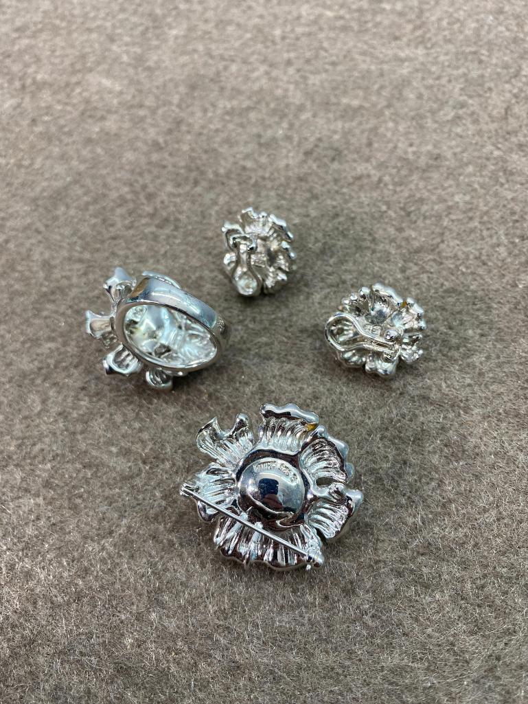 Sterling Silver Earrings, Ring, Pin Set