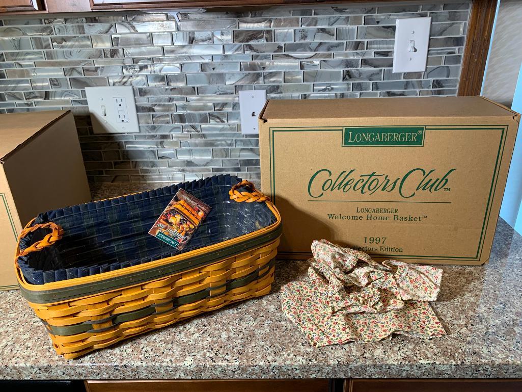 (2) Longaberger Collector Club Items - Family Legacy Basket & Welcome Home Basket