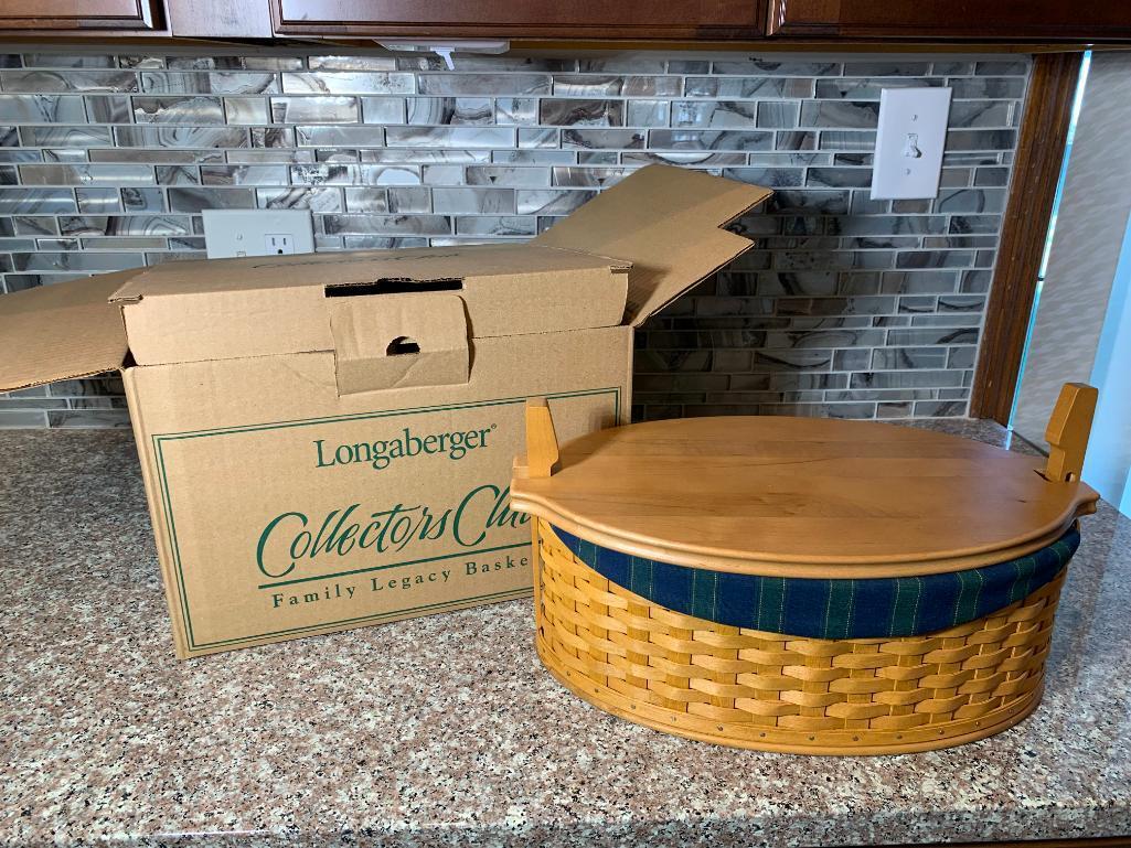 (2) Longaberger Collector Club Items - Family Legacy Basket & Welcome Home Basket