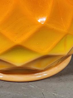 Unmarked Orange Swung Glass Vase