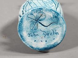 John Devlin Signed Vase - Leaf/Nature Themes