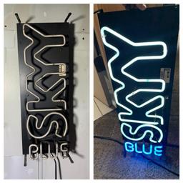 Sky Blue Vodka Sign.  Powered On