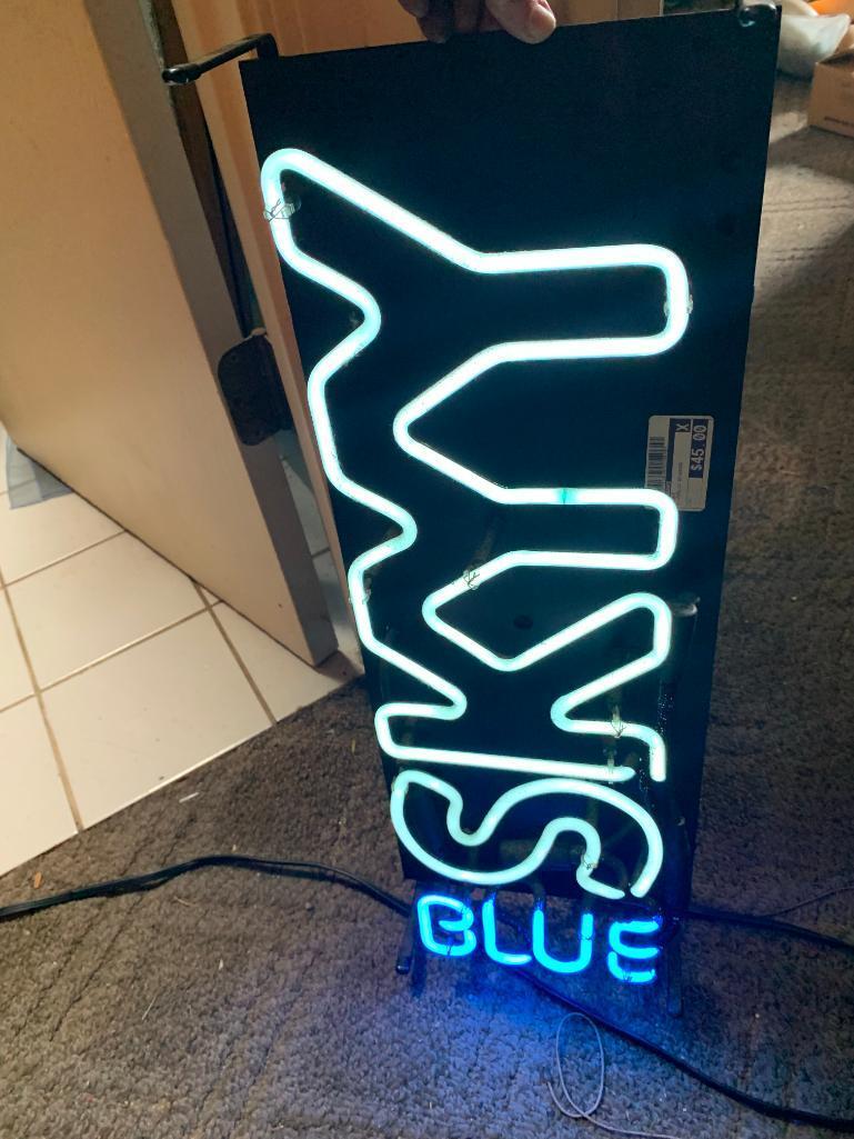 Sky Blue Vodka Sign.  Powered On