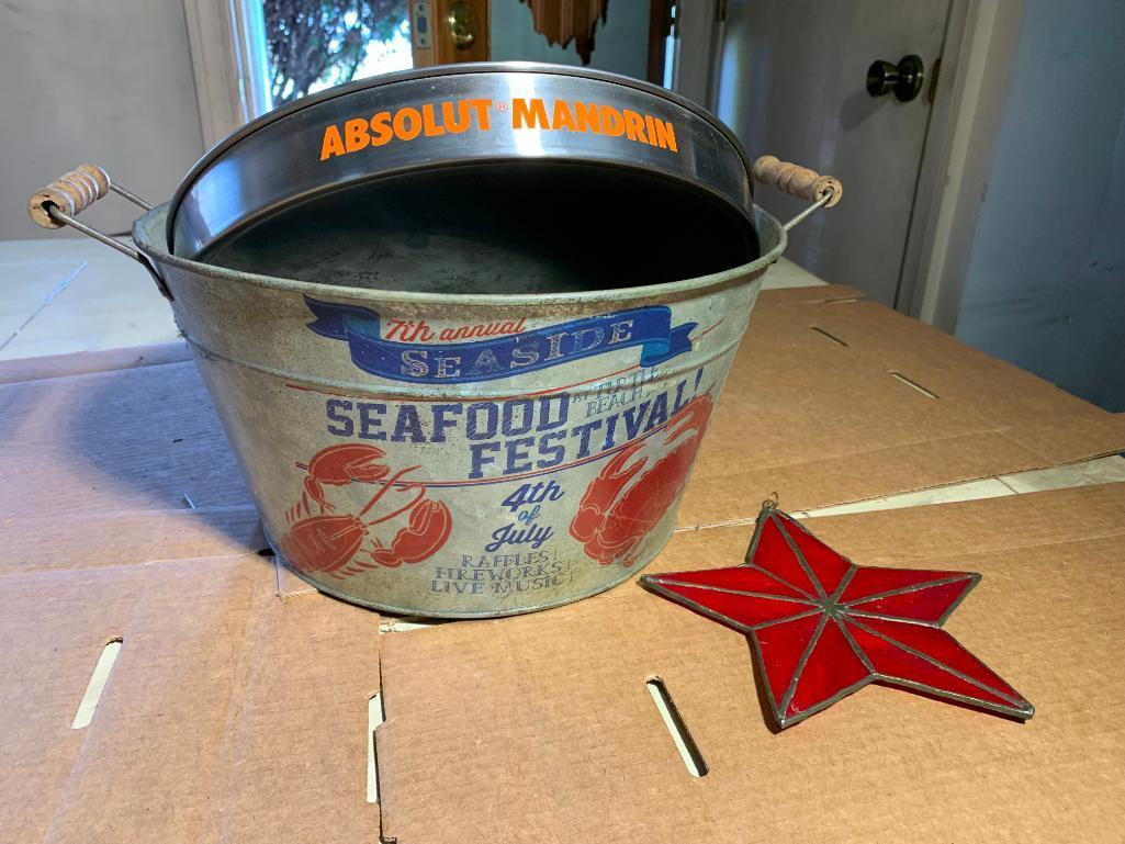 Seafood Bucket, Absolut Vodka Tray & Stained Glass Star
