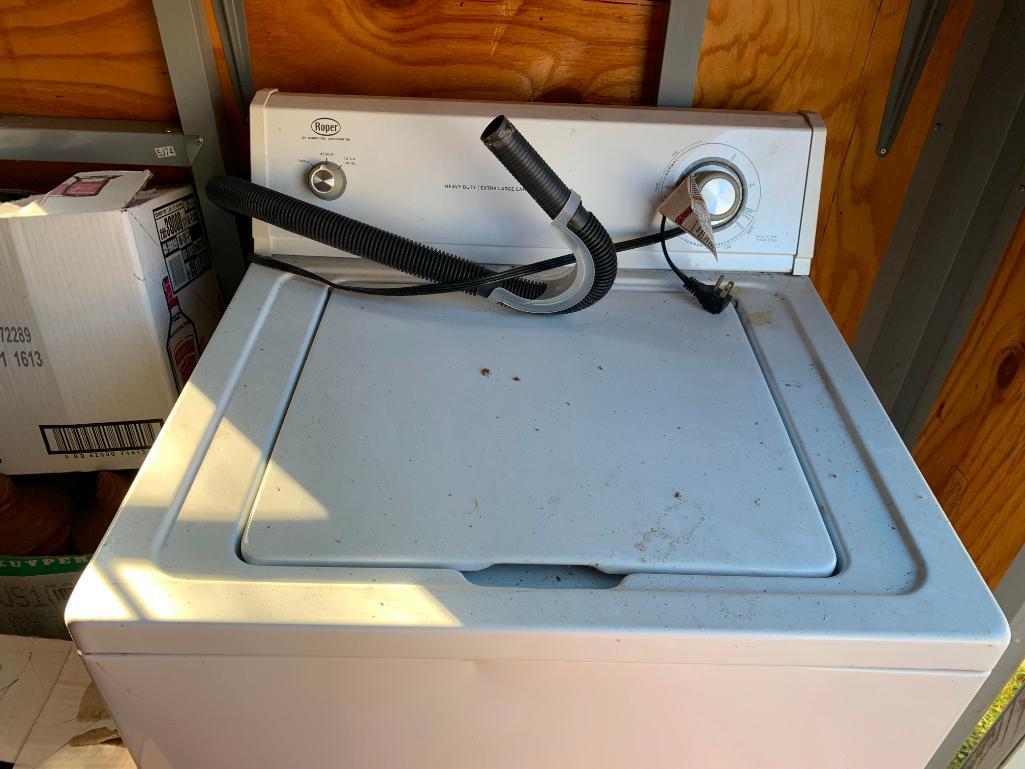 Shed Cleanout - Roper Washer (Unknown if in working order), Glassware & More