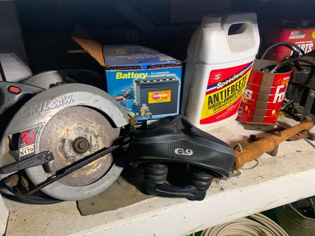 Garage Cleanout - Workbench Cleanout, Tools, Air Tank, Vintage Telephones, Vintage Webbed Lawn Chair