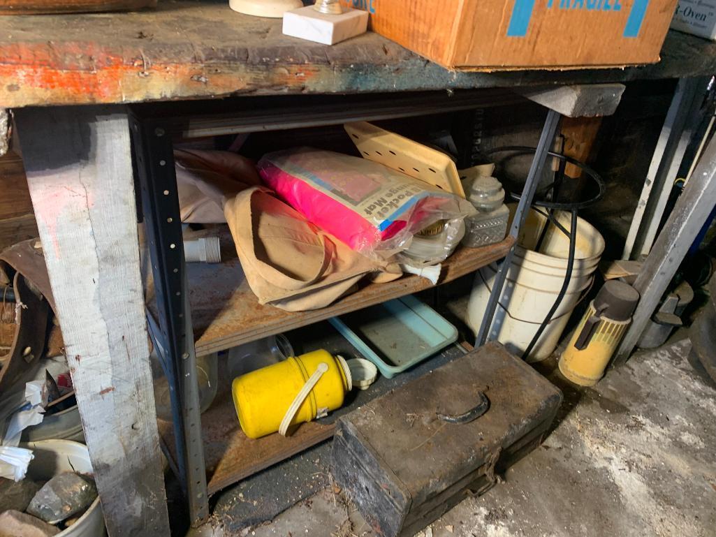 Garage Cleanout - Workbench Cleanout, Tools, Air Tank, Vintage Telephones, Vintage Webbed Lawn Chair