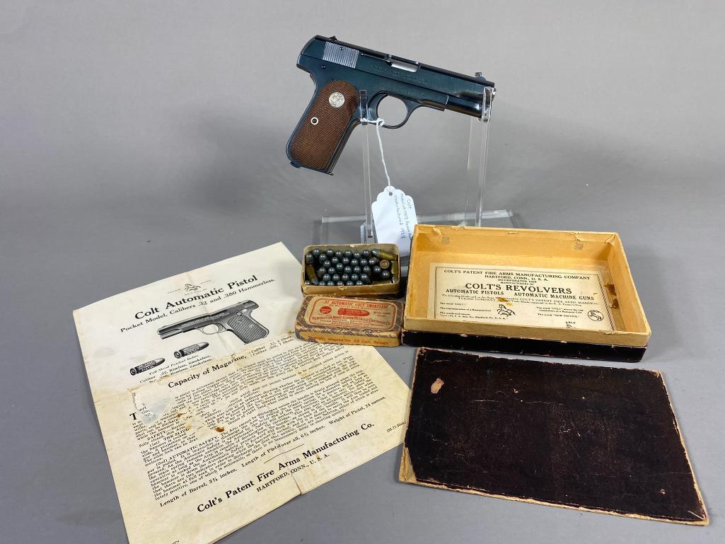Colt 1903 Pocket Hammerless w/Orig. Box, Papers, ammo