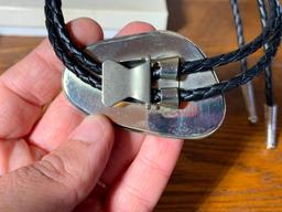Pawn Silver Large Native American Buckle, Bolo tie PLUS