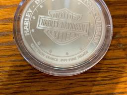 .999 Fine Silver Harley Davidson 90th Reunion Coin & Fine Silver Discovery of America Coin