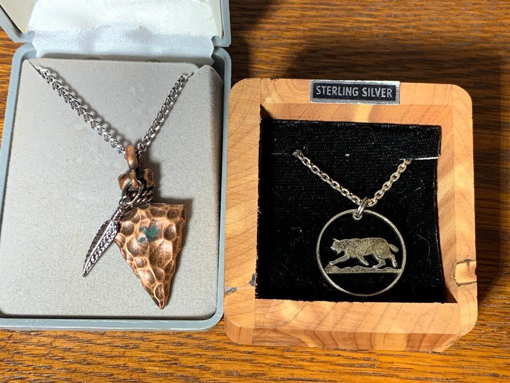 Sterling Silver Animal Necklace and Arrow Head Necklace