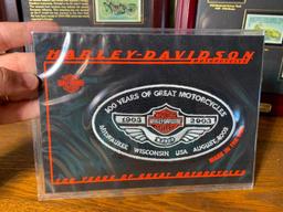 Harley Davidson Patch, Harley Davidson Framed Postage Stamps and....