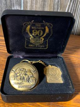 The 90th Reunion Harley Davidson Pocket Watch with Case