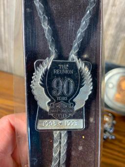 The 90th Reunion Harley Davidson Bolo Tie, Belt Buckle & Harley Davidson Key Chain & Pin