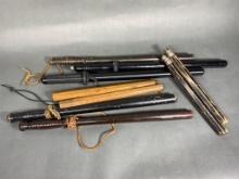 2 Sets of Nunchakus, 5 Vintage Police/Military Billy Clubs