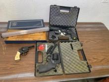 Airsoft Pistols, 22 Reloader Starter Gun & Vintage Smith & Wesson Pistol Box