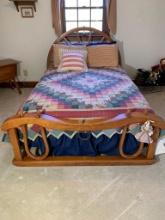 Western Style Wagon Wheel Full Size Bed with Mattress & Box Spring
